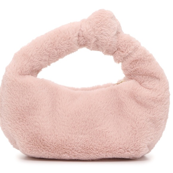 Mix No. 6 Faux Fur Light Pink Mini Hobo Bag - Picture 2 of 6